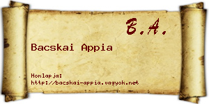 Bacskai Appia névjegykártya